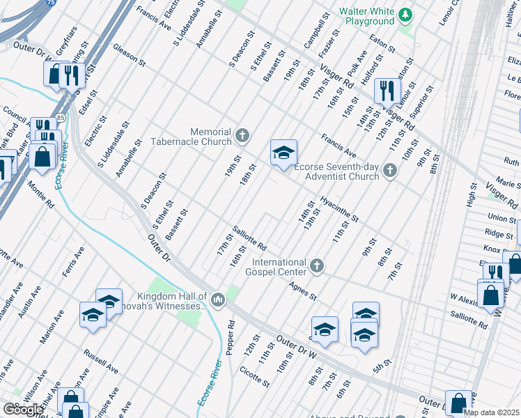 map of restaurants, bars, coffee shops, grocery stores, and more near 4008 16th Street in Ecorse