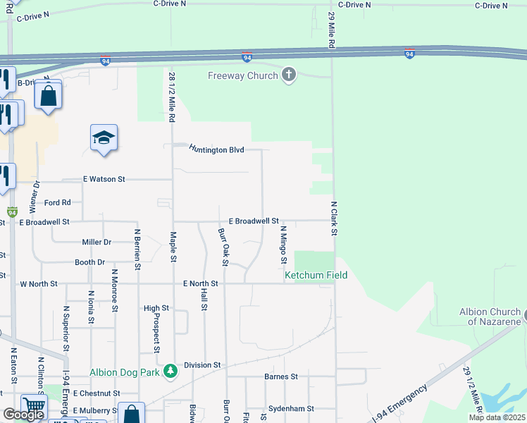 map of restaurants, bars, coffee shops, grocery stores, and more near 1200 Fitch Street in Albion