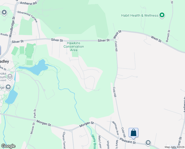 map of restaurants, bars, coffee shops, grocery stores, and more near 15 Roundelay Road in South Hadley
