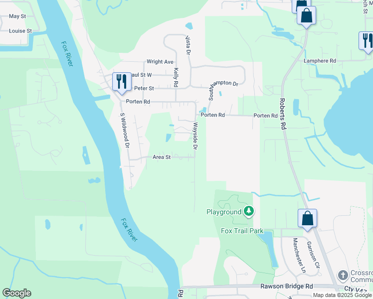 map of restaurants, bars, coffee shops, grocery stores, and more near 704 Area Street in McHenry