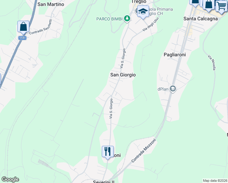 map of restaurants, bars, coffee shops, grocery stores, and more near 62 Via San Giorgio in San Giorgio