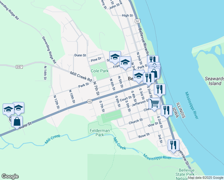 map of restaurants, bars, coffee shops, grocery stores, and more near 101-199 N 6th St in Bellevue