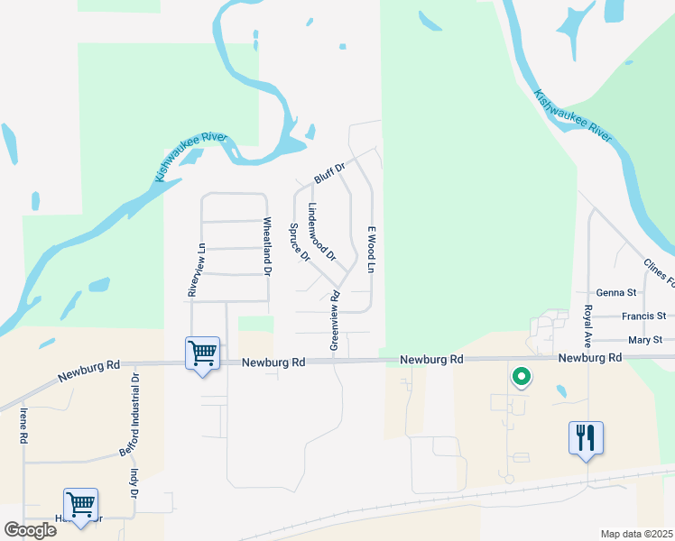 map of restaurants, bars, coffee shops, grocery stores, and more near 309 Lindenwood Drive in Belvidere