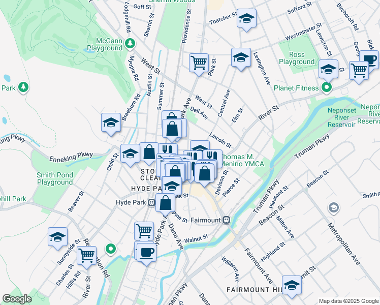 map of restaurants, bars, coffee shops, grocery stores, and more near 15 Everett Street in Boston