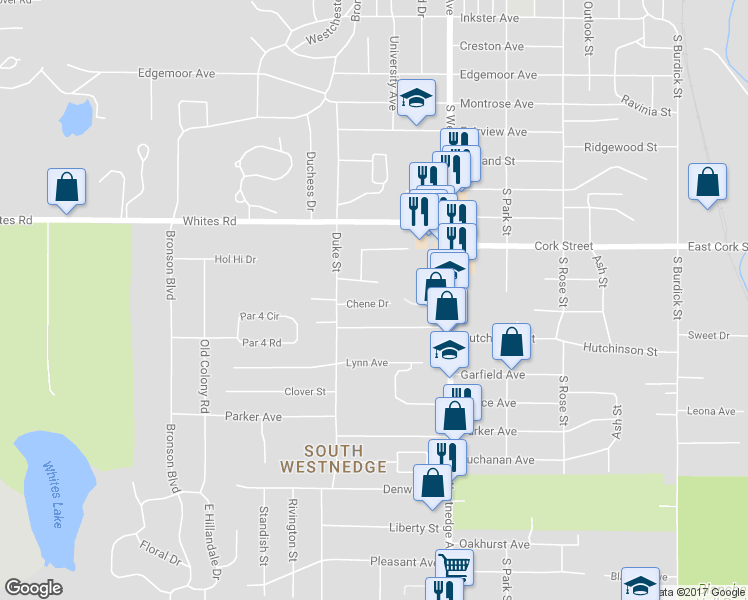 map of restaurants, bars, coffee shops, grocery stores, and more near 724 Chene Drive in Kalamazoo