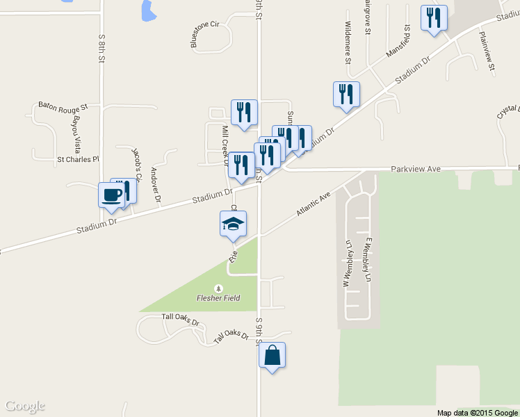 map of restaurants, bars, coffee shops, grocery stores, and more near 3419 South 9th Street in Kalamazoo