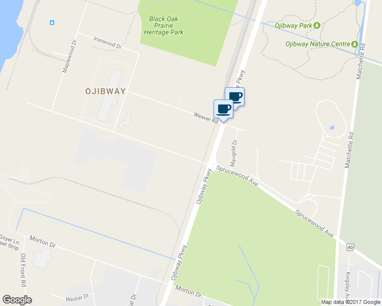 map of restaurants, bars, coffee shops, grocery stores, and more near 730 Sprucewood Avenue in Windsor