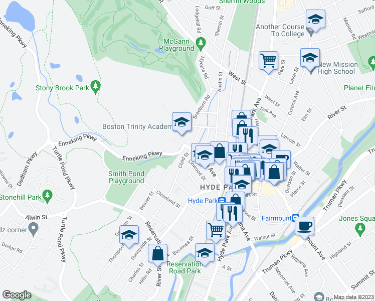 map of restaurants, bars, coffee shops, grocery stores, and more near 76-78 Gordon Avenue in Boston