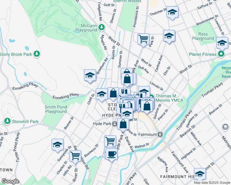 map of restaurants, bars, coffee shops, grocery stores, and more near 34 Summer Street in Boston