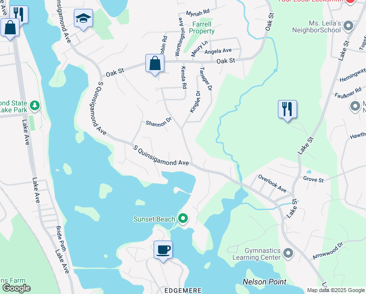 map of restaurants, bars, coffee shops, grocery stores, and more near 15 Grace Avenue in Shrewsbury
