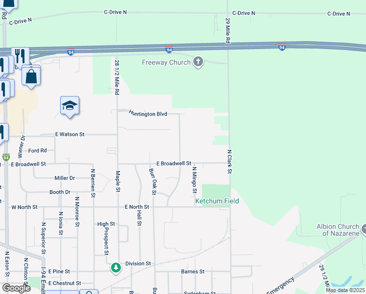 map of restaurants, bars, coffee shops, grocery stores, and more near 1200 Fitch Street in Albion