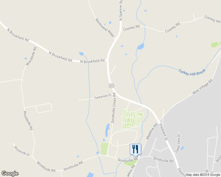 map of restaurants, bars, coffee shops, grocery stores, and more near 25 North Spencer Road in Spencer