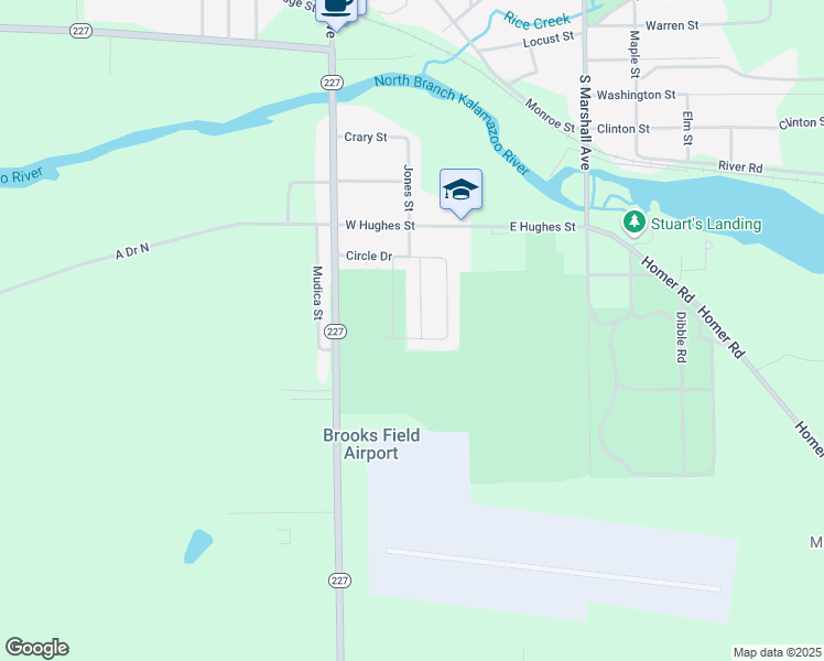 map of restaurants, bars, coffee shops, grocery stores, and more near 1050 Rose Street in Marshall
