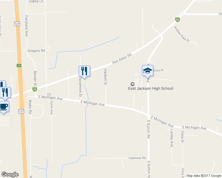 map of restaurants, bars, coffee shops, grocery stores, and more near 211 Hackett Street in Jackson