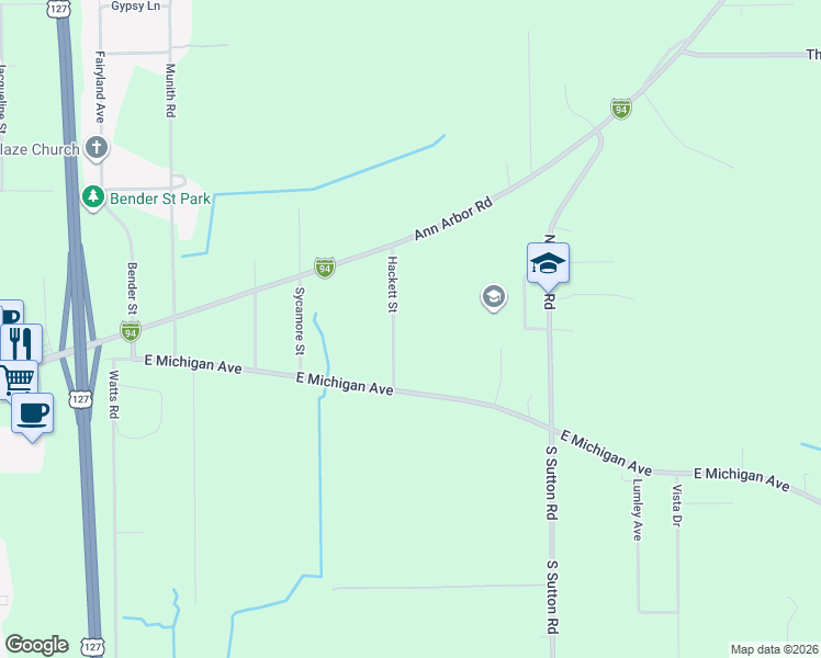 map of restaurants, bars, coffee shops, grocery stores, and more near 211 Hackett Street in Jackson