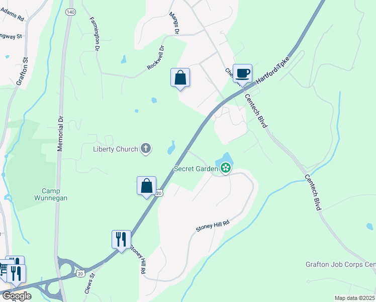 map of restaurants, bars, coffee shops, grocery stores, and more near 538 Hartford Turnpike in Shrewsbury