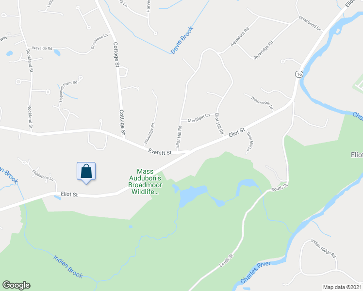 map of restaurants, bars, coffee shops, grocery stores, and more near 15 Everett Street in Natick