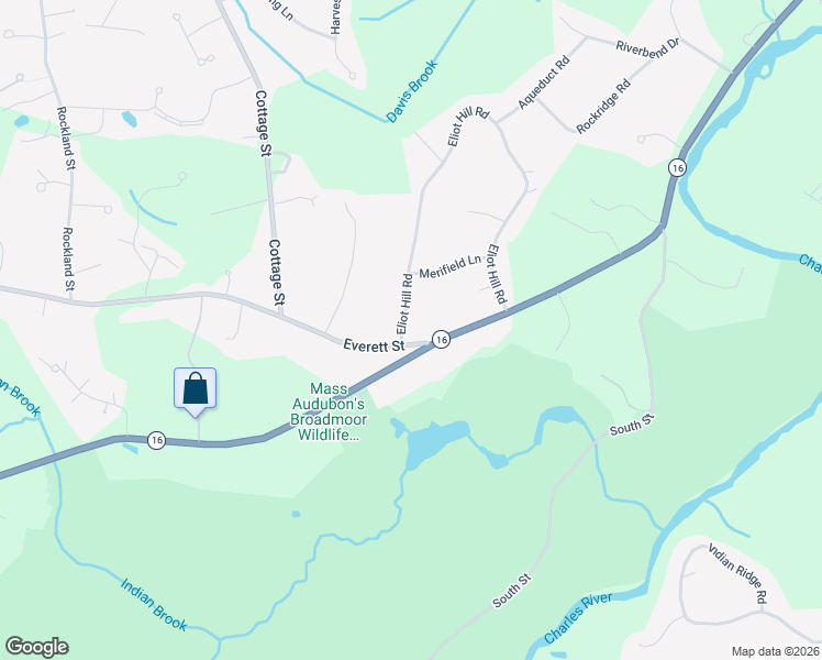 map of restaurants, bars, coffee shops, grocery stores, and more near 15 Everett Street in Natick