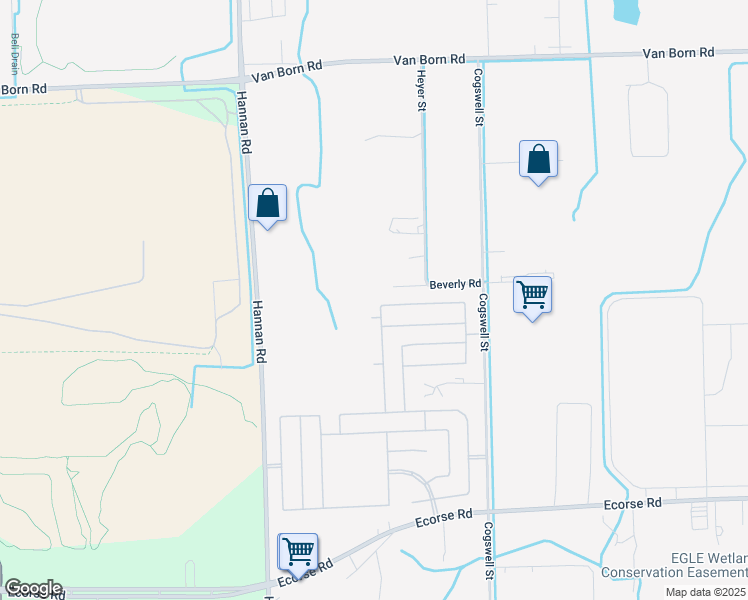 map of restaurants, bars, coffee shops, grocery stores, and more near 6432 Laramie Drive in Romulus