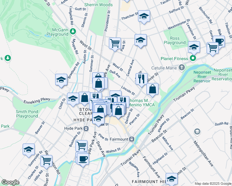 map of restaurants, bars, coffee shops, grocery stores, and more near 24 Webster Street in Boston