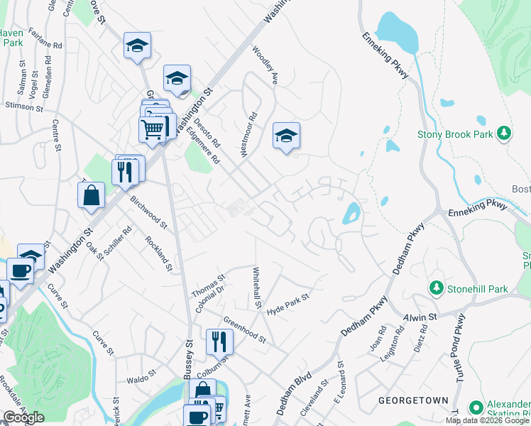 map of restaurants, bars, coffee shops, grocery stores, and more near 125 Edgemere Road in Boston