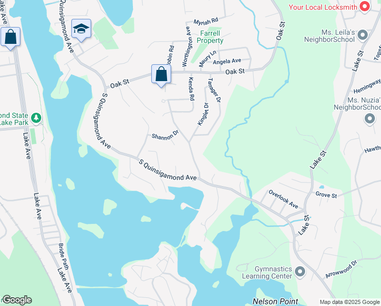 map of restaurants, bars, coffee shops, grocery stores, and more near 15 Grace Avenue in Shrewsbury