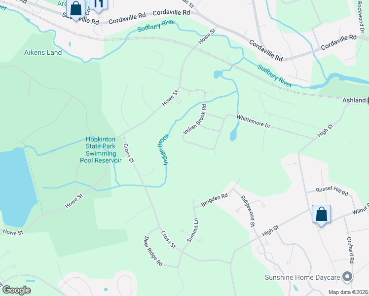 map of restaurants, bars, coffee shops, grocery stores, and more near 49 Indian Brook Road in Ashland