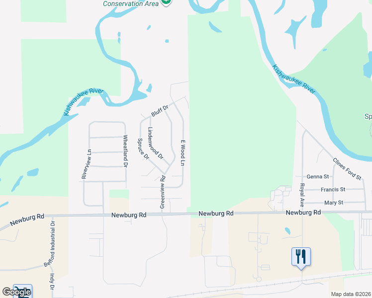 map of restaurants, bars, coffee shops, grocery stores, and more near 404 East Wood Lane [P] (≥1 Segments) in Belvidere