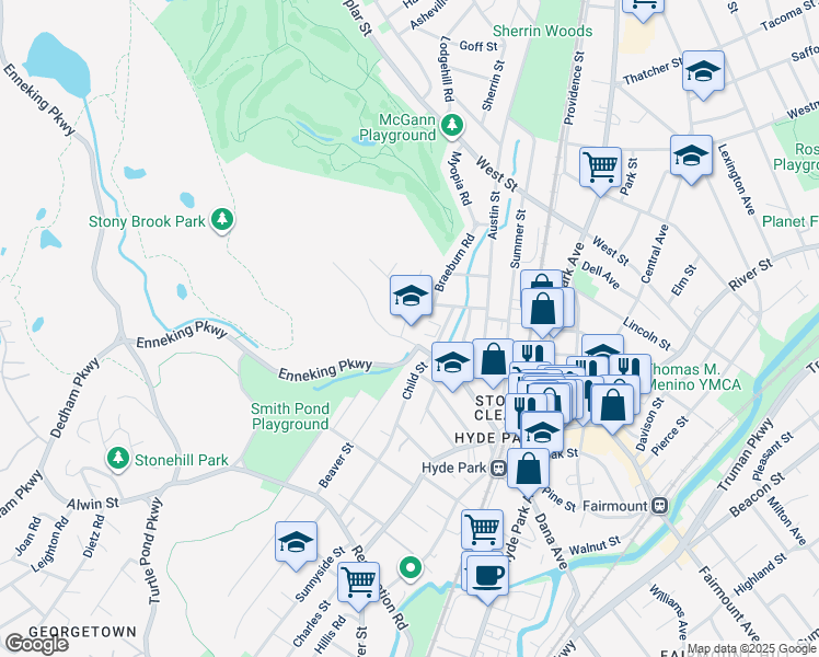 map of restaurants, bars, coffee shops, grocery stores, and more near 95 Gordon Avenue in Boston