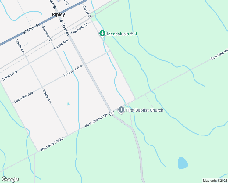 map of restaurants, bars, coffee shops, grocery stores, and more near 9860 East Side Hill Road in Ripley