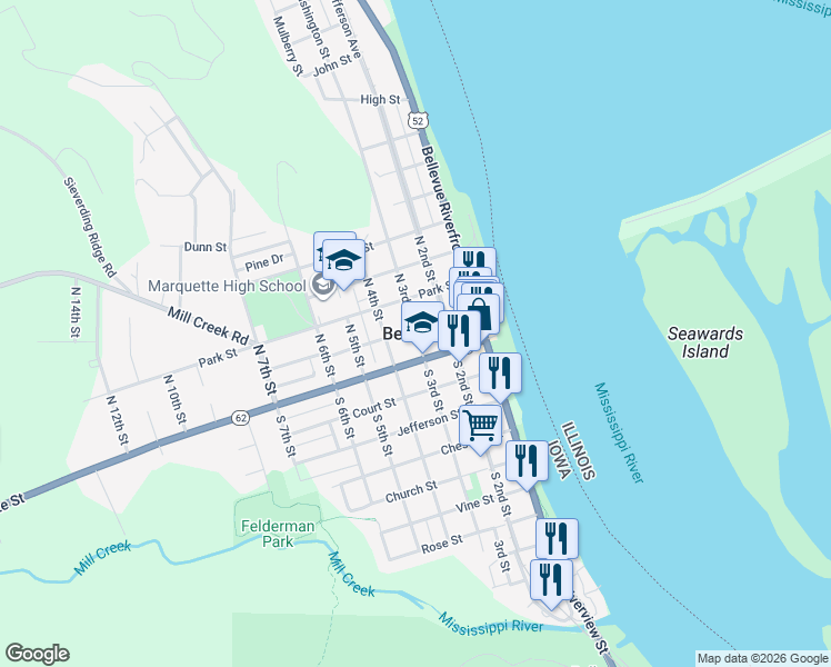 map of restaurants, bars, coffee shops, grocery stores, and more near in Bellevue