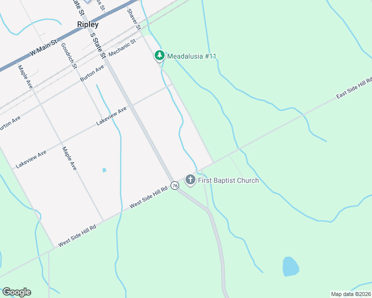 map of restaurants, bars, coffee shops, grocery stores, and more near 9860 East Side Hill Road in Ripley