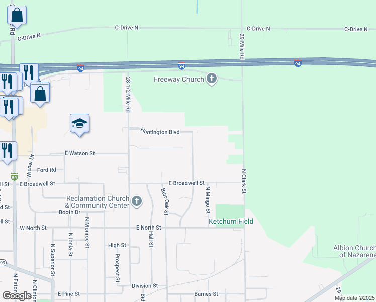 map of restaurants, bars, coffee shops, grocery stores, and more near 1212 Fitch Street in Albion