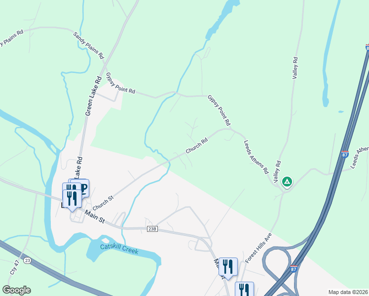 map of restaurants, bars, coffee shops, grocery stores, and more near 191 Church St in Catskill