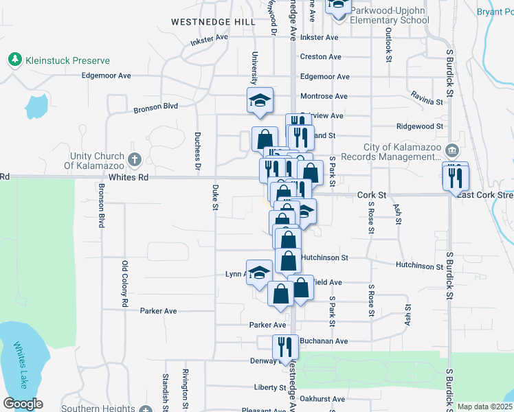 map of restaurants, bars, coffee shops, grocery stores, and more near 611 Regency Square in Kalamazoo