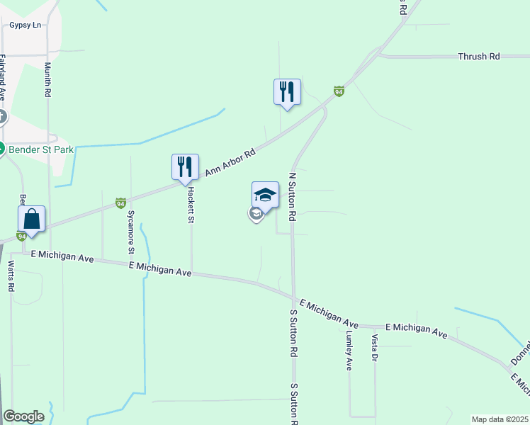 map of restaurants, bars, coffee shops, grocery stores, and more near 1566 North Sutton Road in Jackson