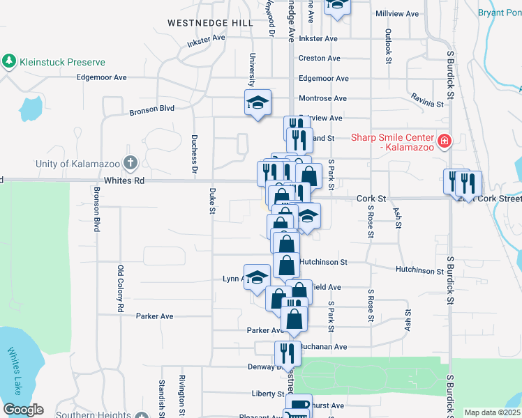 map of restaurants, bars, coffee shops, grocery stores, and more near 611 Regency Square in Kalamazoo
