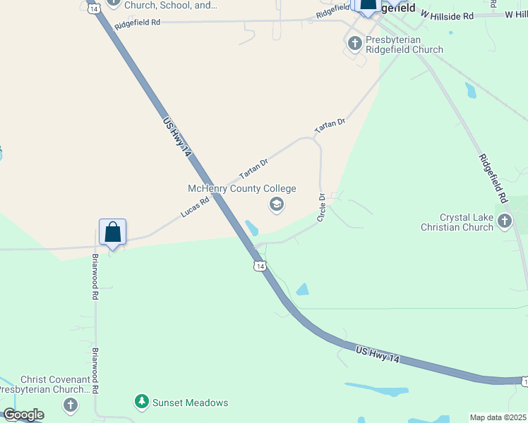 map of restaurants, bars, coffee shops, grocery stores, and more near 8900 U.S. 14 in Crystal Lake