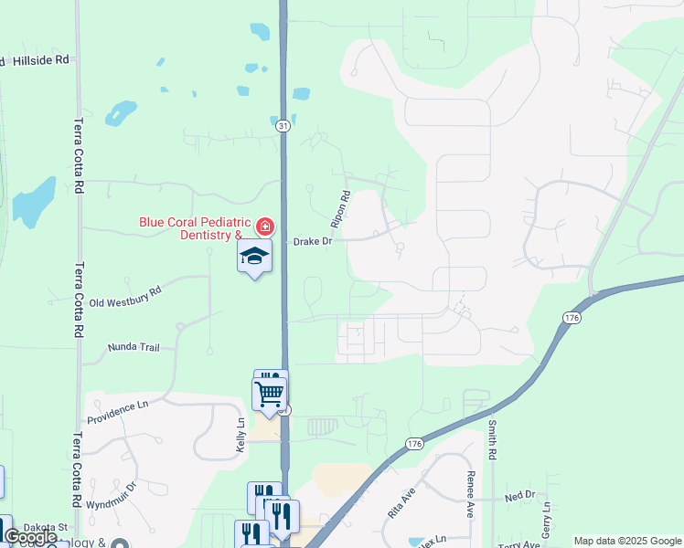map of restaurants, bars, coffee shops, grocery stores, and more near 1000 Purdue Place in Crystal Lake