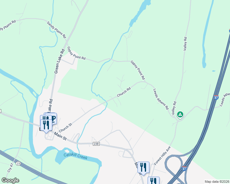 map of restaurants, bars, coffee shops, grocery stores, and more near 191 Church St in Catskill