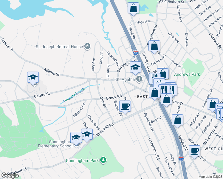 map of restaurants, bars, coffee shops, grocery stores, and more near 25 Waldeck Road in Milton