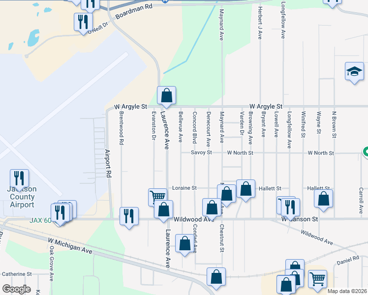 map of restaurants, bars, coffee shops, grocery stores, and more near 909 Bellevue Avenue in Jackson