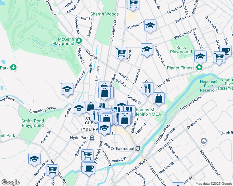 map of restaurants, bars, coffee shops, grocery stores, and more near 83 Harvard Avenue in Boston