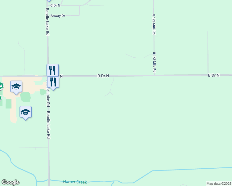 map of restaurants, bars, coffee shops, grocery stores, and more near 12876 Hawks Lane in Battle Creek