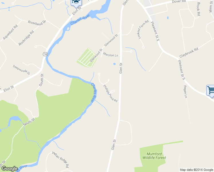 map of restaurants, bars, coffee shops, grocery stores, and more near 22 Phillips Pond Road in Natick