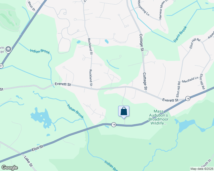 map of restaurants, bars, coffee shops, grocery stores, and more near 89 Everett Street in Natick