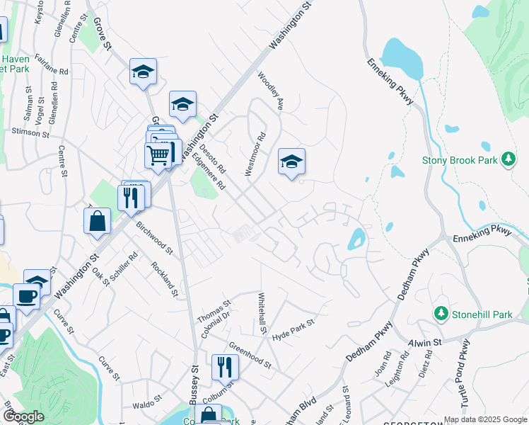 map of restaurants, bars, coffee shops, grocery stores, and more near 110 Desoto Road in Boston