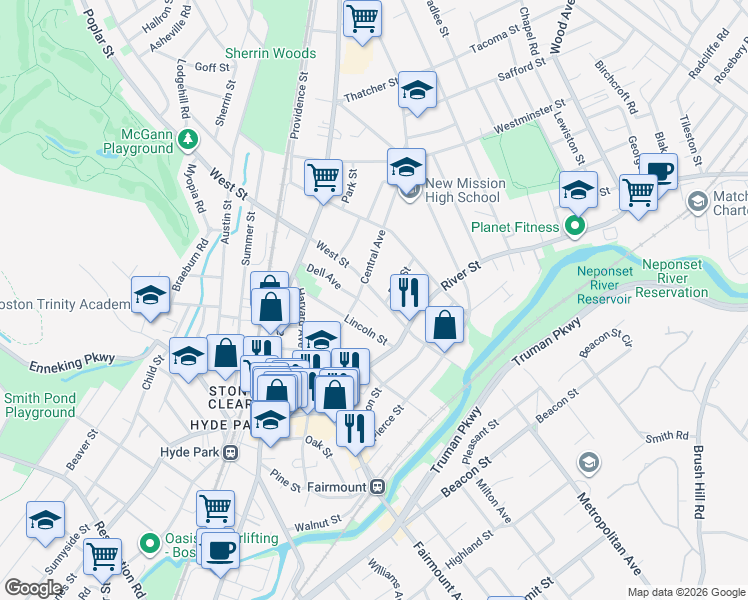 map of restaurants, bars, coffee shops, grocery stores, and more near 76 West Street in Boston