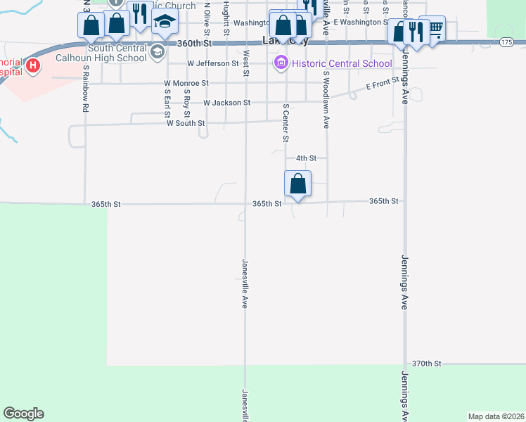 map of restaurants, bars, coffee shops, grocery stores, and more near 207 West 6th Street in Lake City