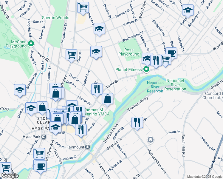 map of restaurants, bars, coffee shops, grocery stores, and more near 40 Arlington Street in Boston